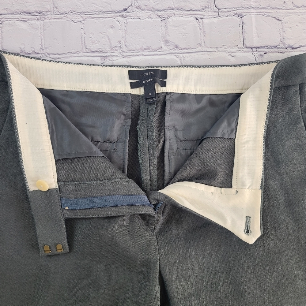 J. Crew Size 10 Ryder Menswear-Style Flat Front Tapered Leg Trousers Pants Gre… - Picture 3 of 8